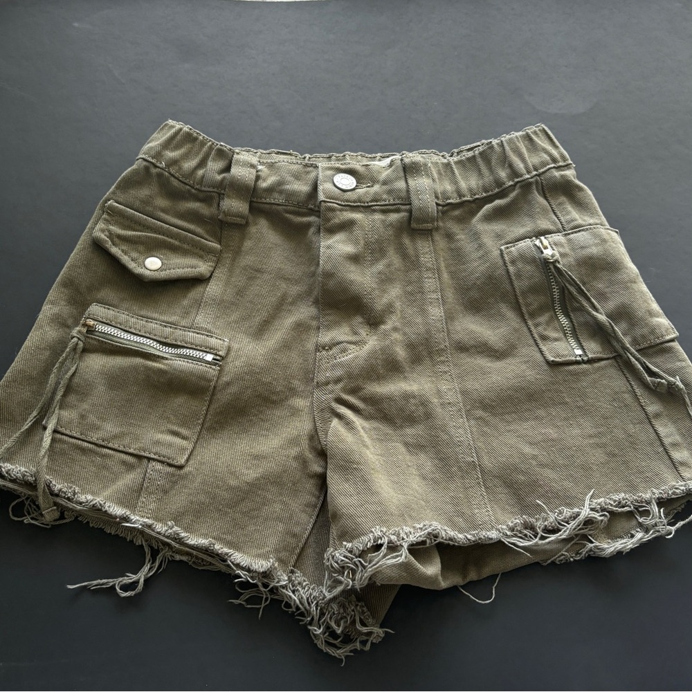 PacSun Khaki Frayed Cargo Shorts